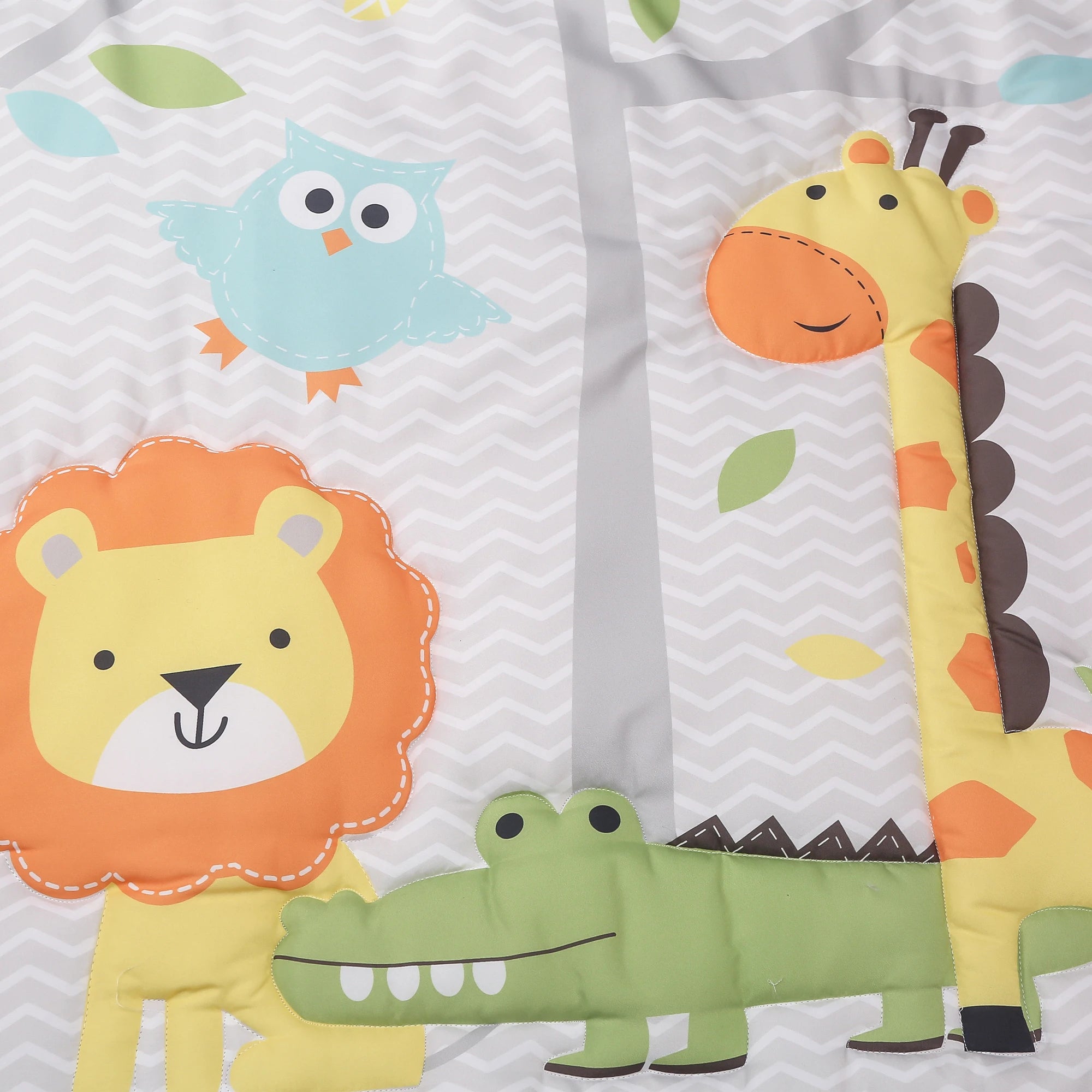 7Pcs jungle theme baby girl crib bedding set Baby Boy or Girl Unisex Cot Bedding Set (4Bumper Crib Sheet Comforter Crib Skirt)