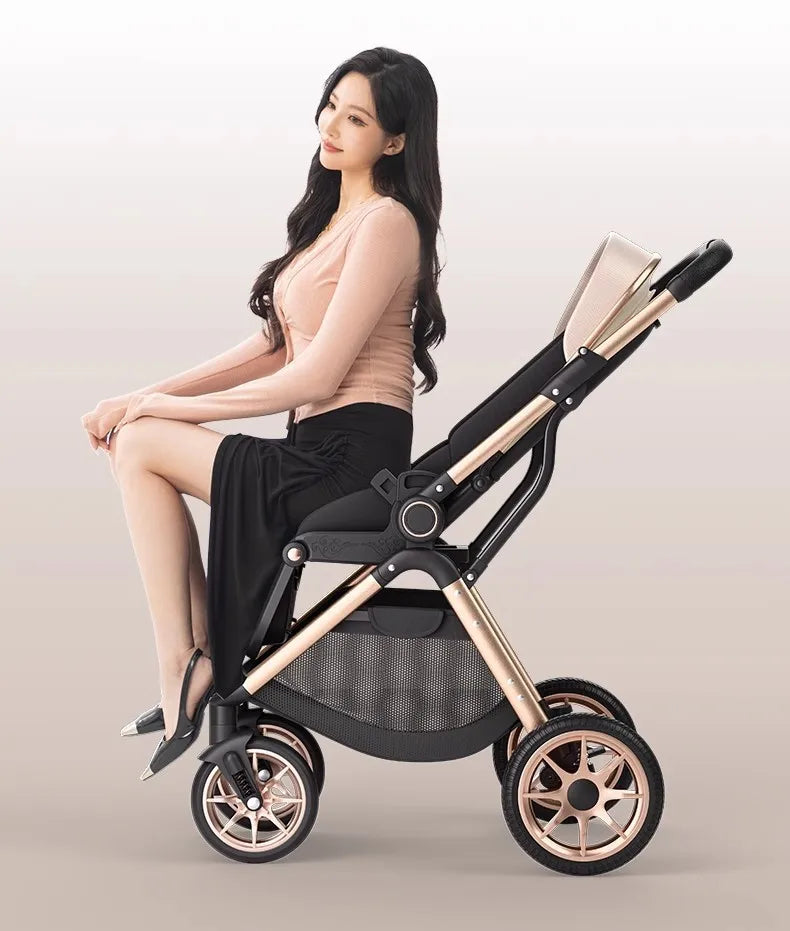 2025 New High-view Baby Stroller Can Sit or Lie Down Two-way Push, Lightweight, Foldable and Portable Baby Stroller