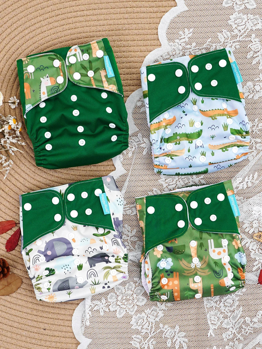 Happyflute 4Pcs/Set Eco-Friendly Cloth Diaper Ecological Reusable Baby Diapers