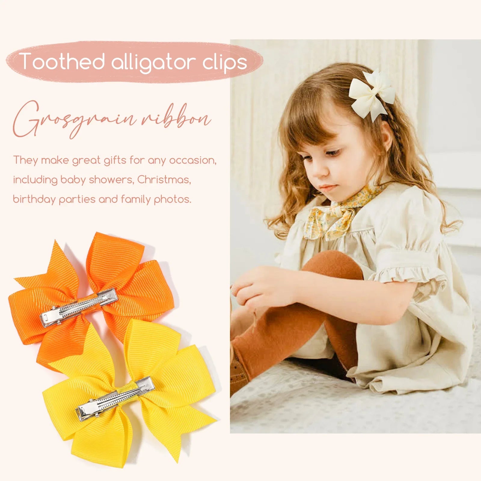20/40/60pcs Holiday Hair Clip Baby Girls Hair AccessoriesRandom Color Bow Hair Clip Sets Simple