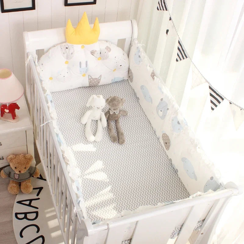 5pcs Nordic Crown Cushion Cot Bumpers Baby Bed Bedding Kit Baby Bedding Cotton Removable Washable Baby Crib Side Protector Set