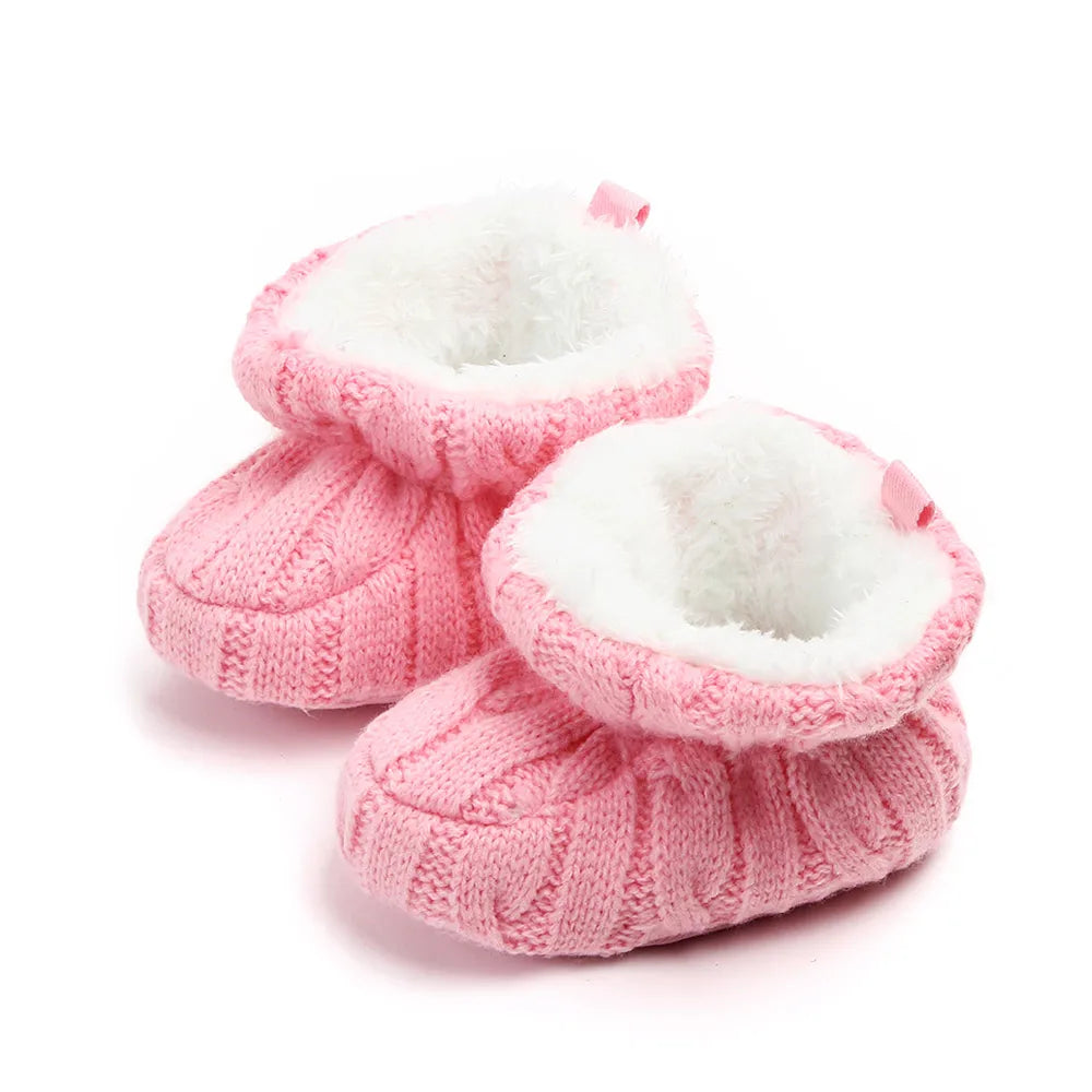 Baby Winter Shoes Knitted Fabric Soft Cotton Warm Infant Prewalking Shoes for Girls and Boys 0-12 Month Babies First Walking
