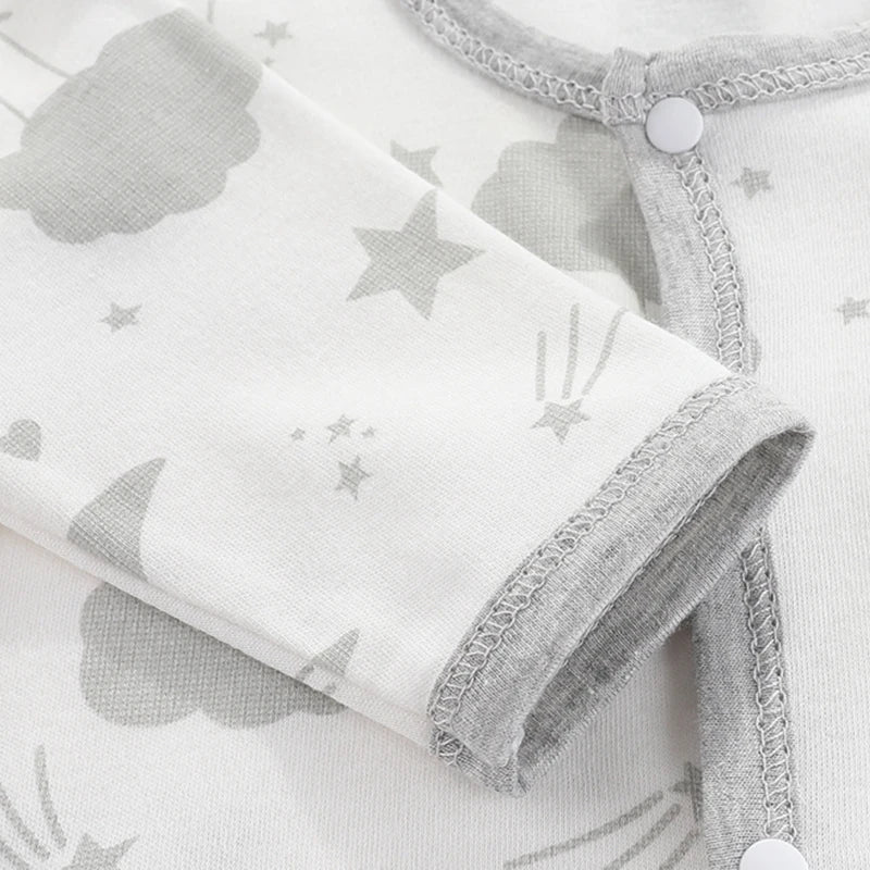 Newborn Bodysuit Cotton Autumn and Winter Long Sleeve Baby Onesies Soft Baby Clothes Footed Onesies Cartoon Boys Romper 0-9Month