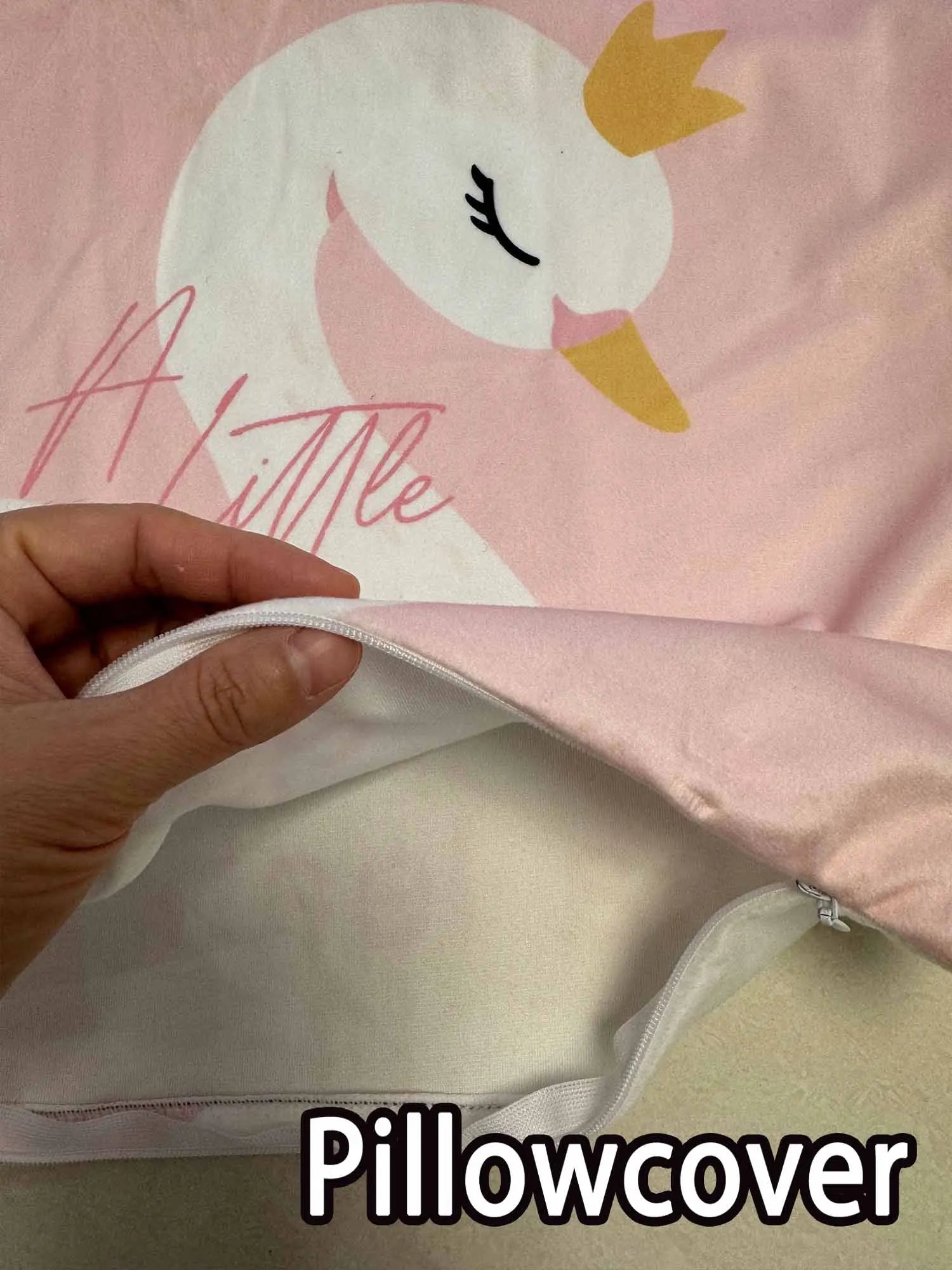 LVYZIHO Pink Cute Swan Crib Sheet Set, Custom Name Baby Girl Crib Bedding Set, Baby Shower Gift Bedding Set