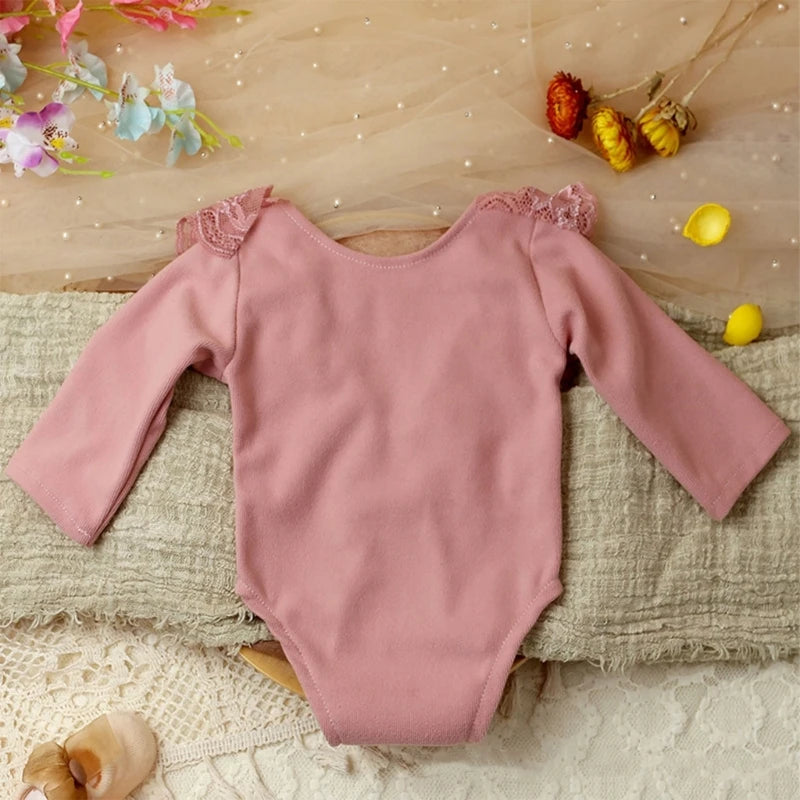 Baby Photo Clothing Lovely Princess Lace Jumpsuit Long Sleeve Romper Newborns Shower Party Elegant One-piece Photo Props A2UB