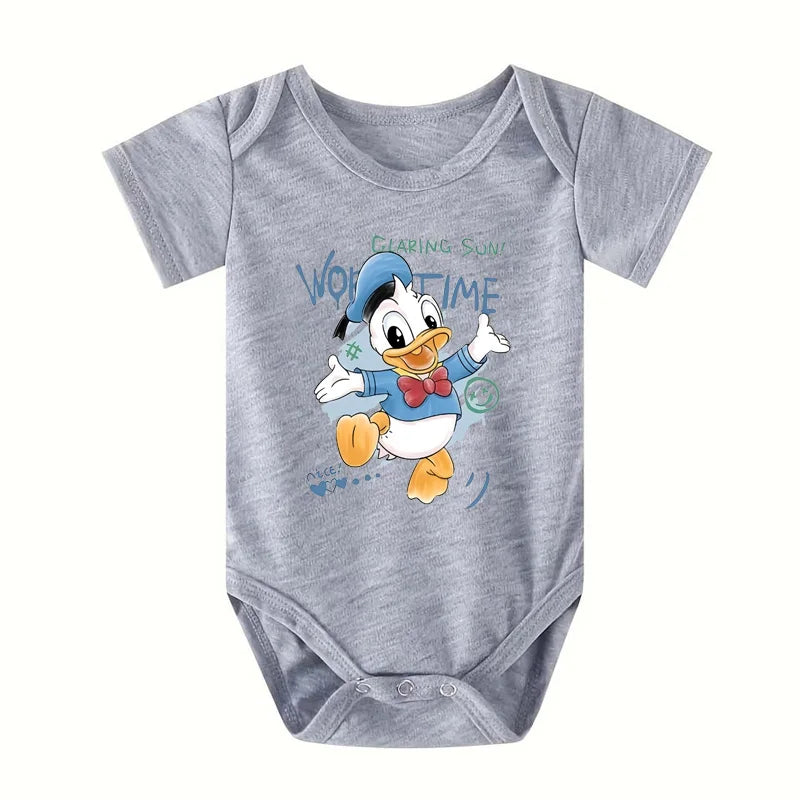 Newborn Baby Romper Bodysuit With Cartoon Daisy And Duck Print Disney Inspired Cute Casual Jumpsuit 0 To 12 Months