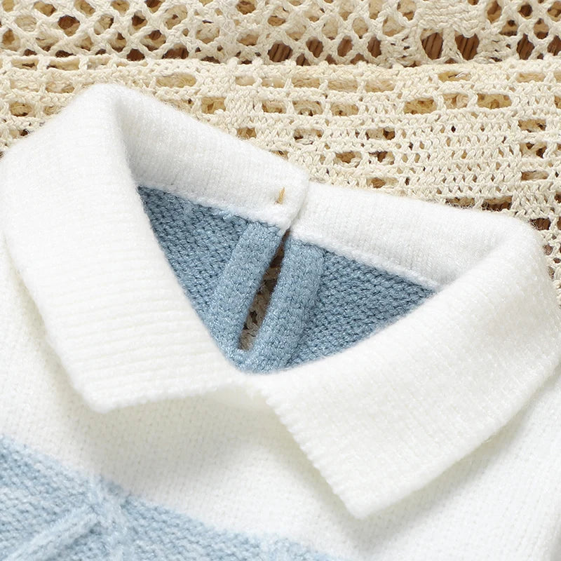 Newborn Baby Romper Knitted Infant Children Clothes Fashion Striped 0-9M Overalls Boy Girl Jumpsuit Long Sleeve Autumn Foot Wrap