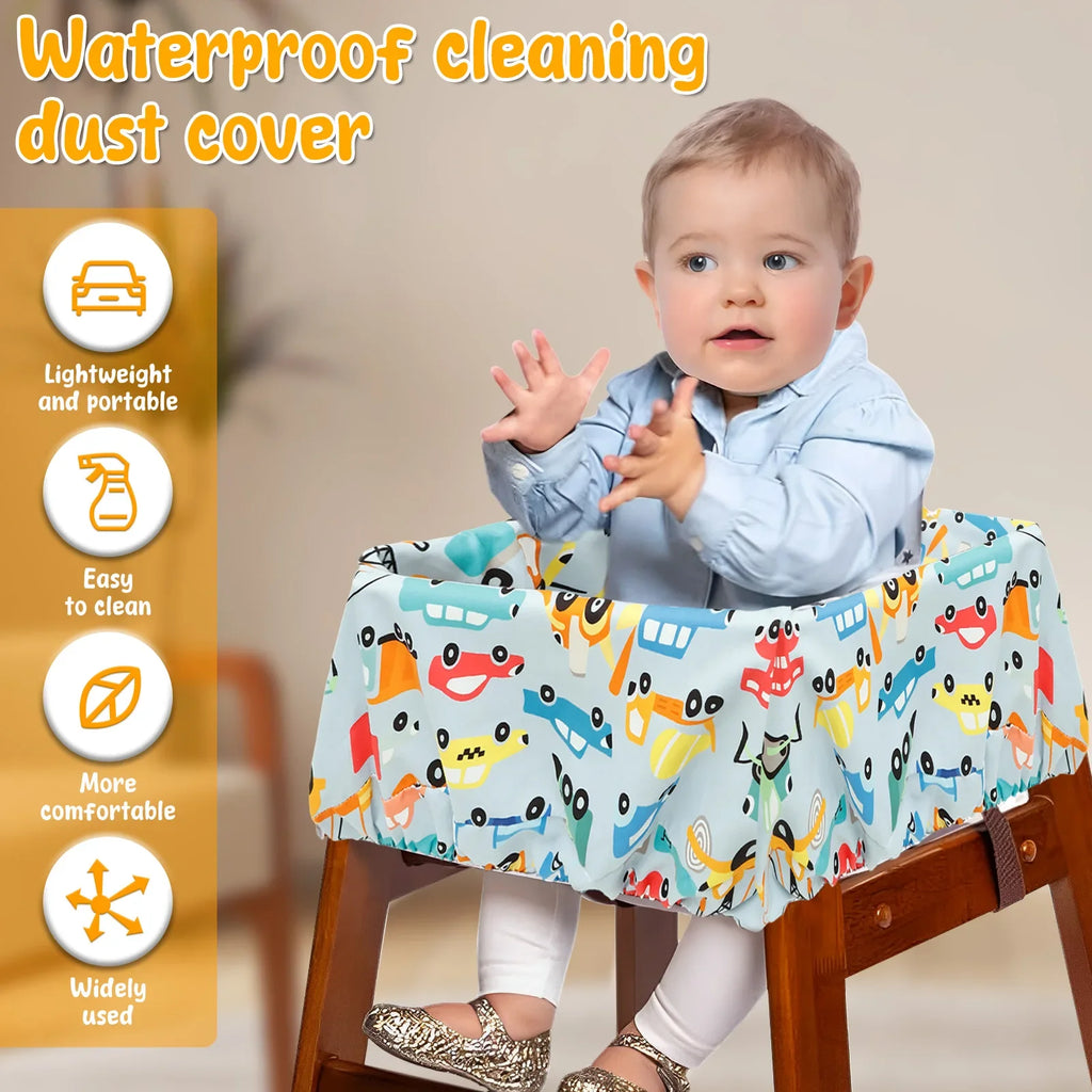 Baby Shopping Cart Seat Cover Polyester Waterproof Carton Style Baby Safety Cart Cover Comfortable Children Anti-Dirty Seat Pad