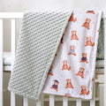 1PC Baby Blanket, Soft Plush Minky Blanket with Double Layer Dotted Backing for Toddler, Multicolor Printed 30 X 40 Inch