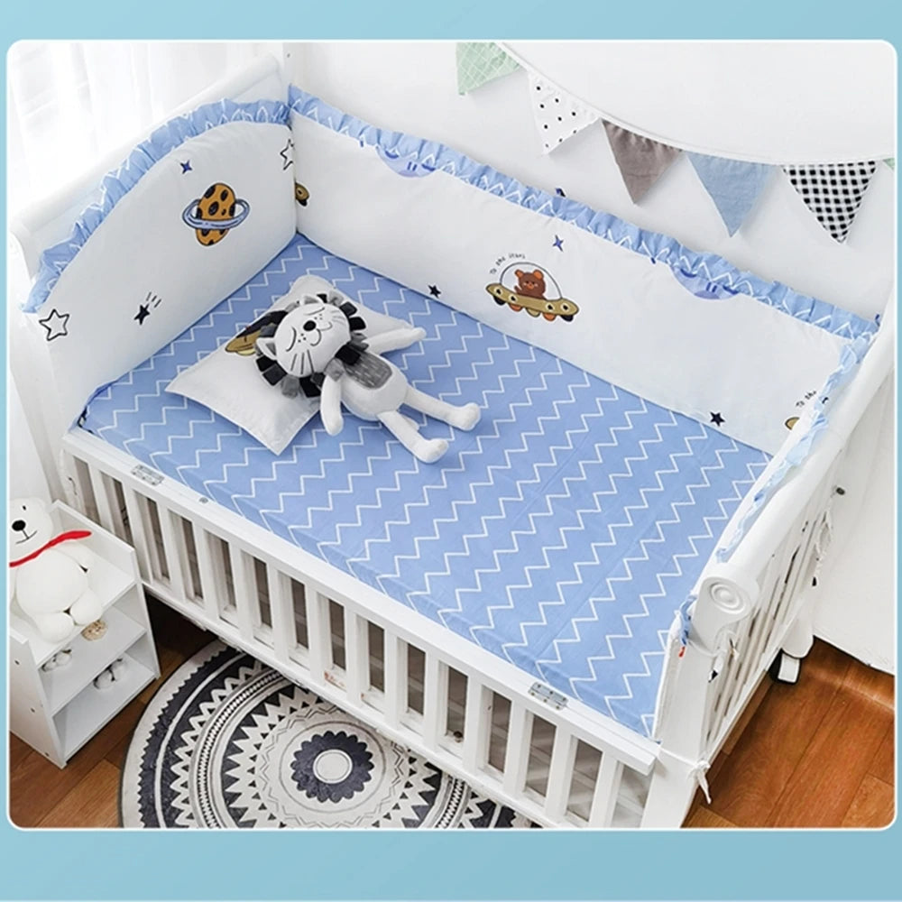 5Pcs Cotton baby Cot bedding set Crib Fitted Sheet Cot Bedlinen newborn Wholesale (4Bumpers+Sheet)