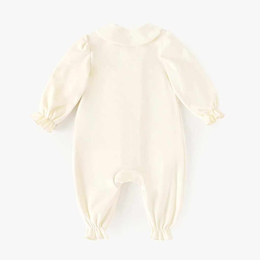 Winter Long Sleeve Baby Girls Jumpsuits Cute Lace Thickened Warm Infants Clothing