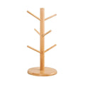 Mug Tree Holder Bamboo Natural Six-Hook Space-Saving Desk Organizer