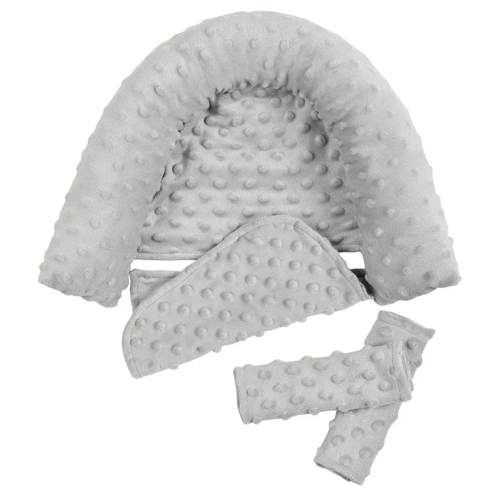 Baby Car Seat Head Support Pillow Must Haves Soft Dot Fleece 9 Colors Seat Belt Cover Baby Daily Travel Use Soft Protection Set