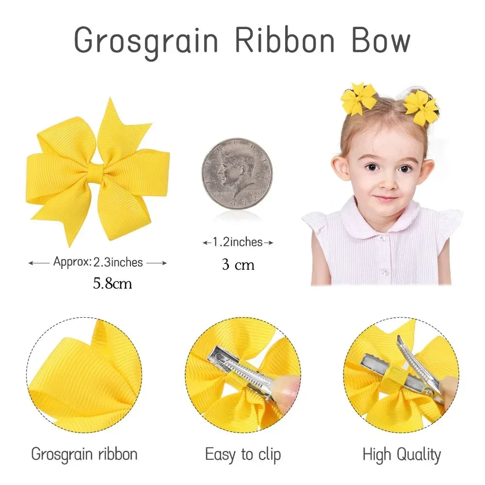 BABY BOWS 20/40/60PCS 2.3'' Grosgrain Ribbon Bows Hair Clips Set for Girl Random Color Bow Hairgripes Headwear Hair Accessories