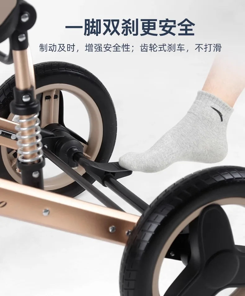 Baby Stroller High Landscape Newborn Can Sit and Lie Down Folding Shock-absorbing Two-way Baby Stroller