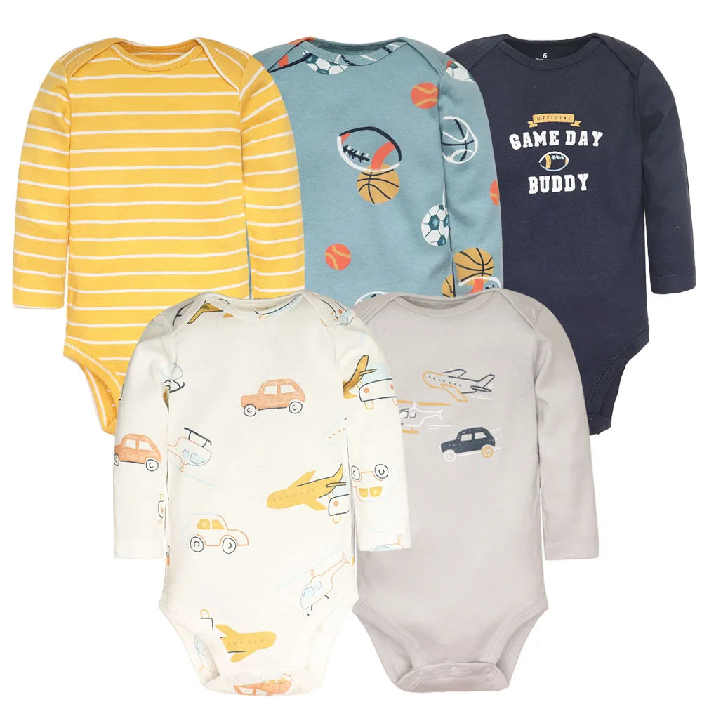 2026 Newborn Baby Girl Clothes Long Sleeve 100% Cotton 5 Pieces/Lot Baby Bodysuits, Infant Clothing 3-24M