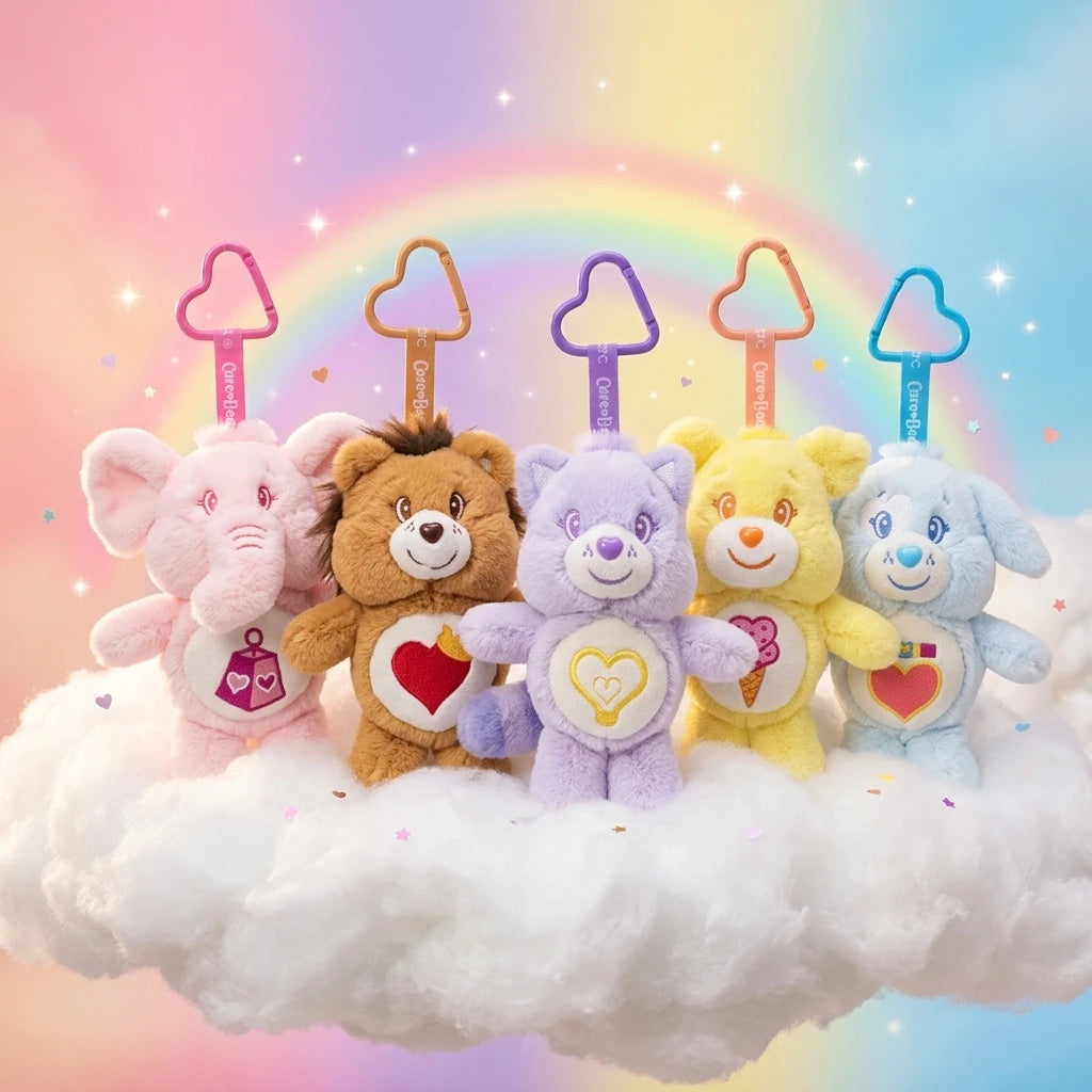 Care Bears Cousins Plush Keychain 15cm Animal Doll Pendant Cartoon Stuffed Toy Keyring Bags Decor Gift Plushie Charms Accessorie
