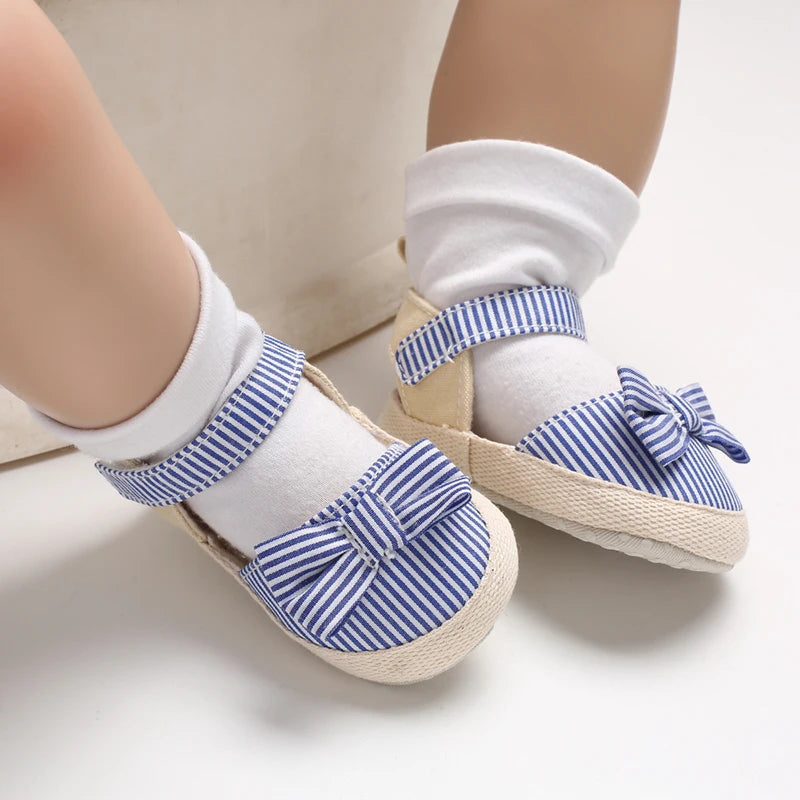 Bow Canvas Baby Girls Sandals, Summer Soft Sole Comfortable Lightweight Casual Walking Shoes