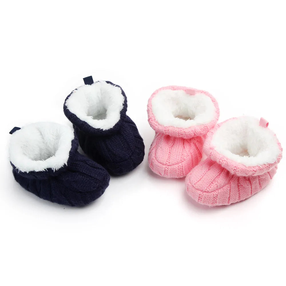 Baby Winter Shoes Knitted Fabric Soft Cotton Warm Infant Prewalking Shoes for Girls and Boys 0-12 Month Babies First Walking