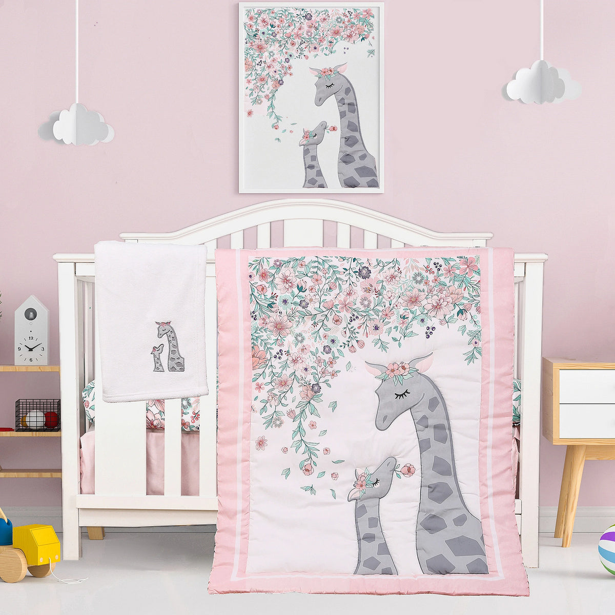 Giraffe Theme Cot Bedding Set Unisex Animal-Pattern Breathable Fabric