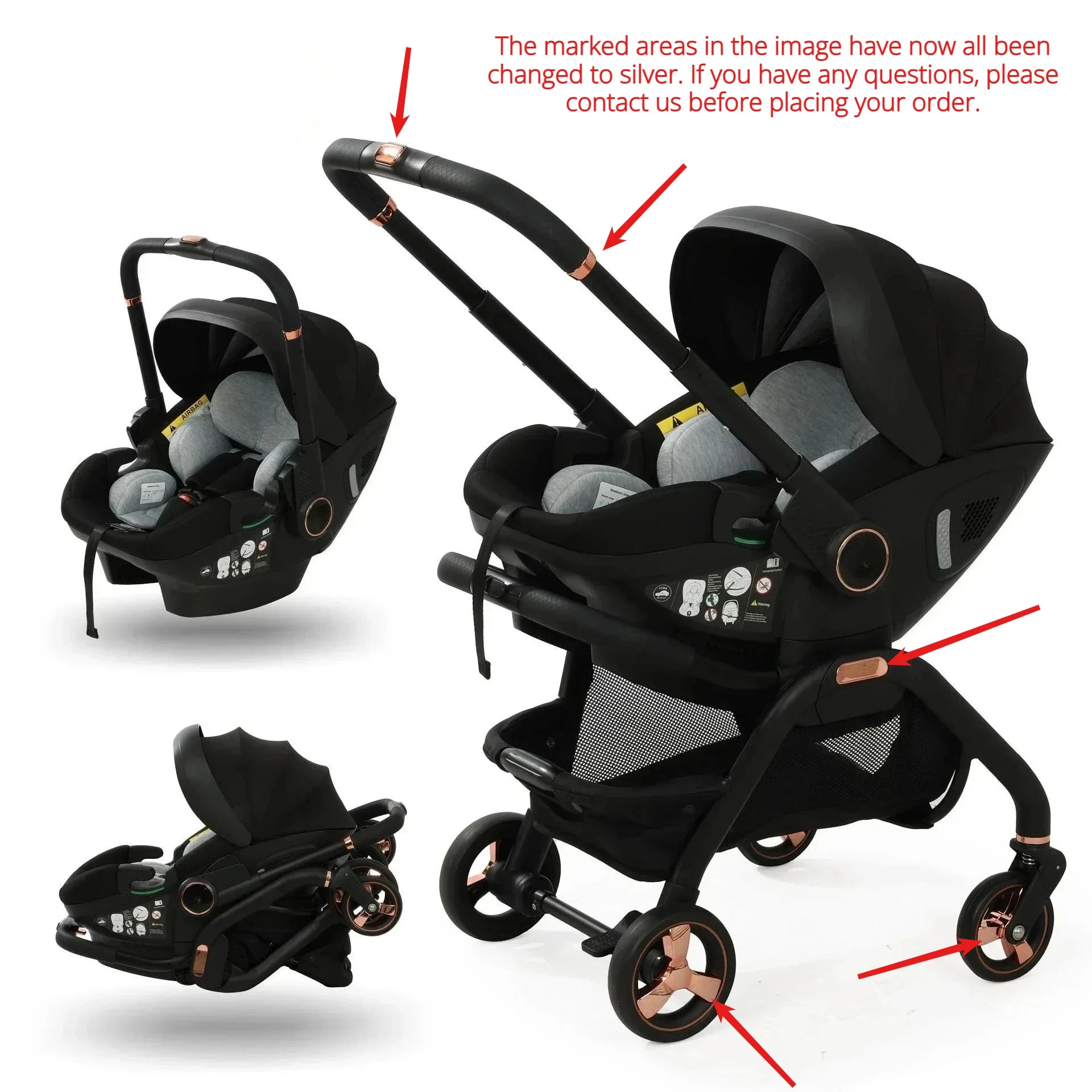 All In One Newborn Baby Travel System With Sleeping Basket And Safety Seat Four Wheel Stroller