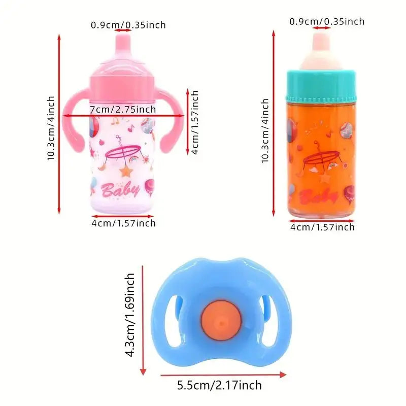 Doll Accessory Pretend Feeding Care Kit Magic Disappearing Fake Bottles Nipples Bib Diapers Dress-up Play Gifts Family Game Toys