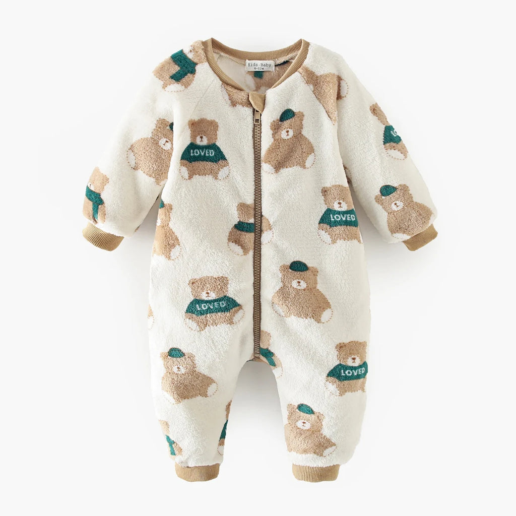 Winter Fleece Infants Thickened Long Sleeve Jumpsuits Warm Animals Baby Rompers Clothing Cute Bear