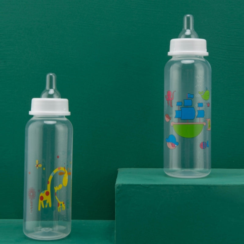 Food-grade Baby Milk Bottle Baby Bottles Cartoon-design Baby Feeding Bottle 7-inch Height Kids Children Bottles Durable Dropship