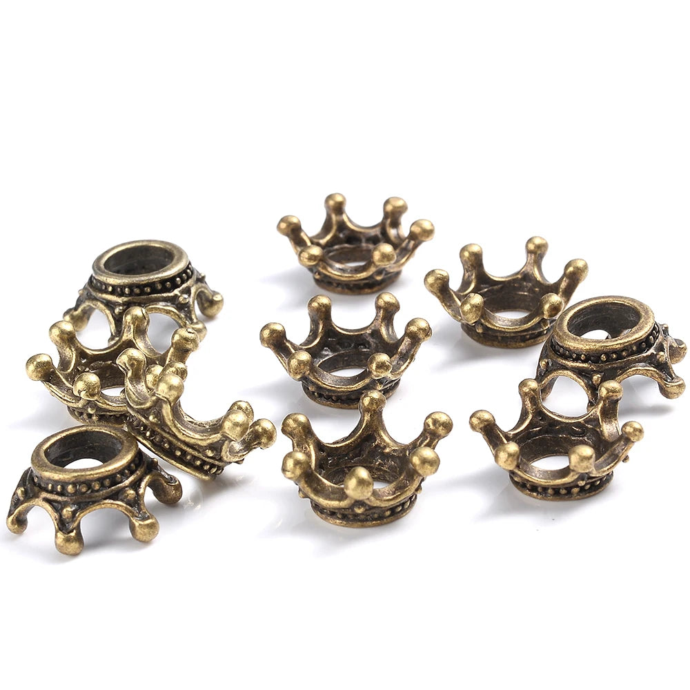 Crown Shape End Bead Caps For Jewelry DIY Bracelets 6x9mm 12mm Gold Silver Plated