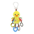 Plush Animal Wind Chime Teether Soft Hanging Crinkle Squeaky Sensory Learning Toy for Stroller Car Seat Crib Travel for Babies
