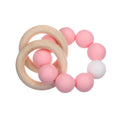 Wooden Toys Baby Bracelets Teether Silicone Beads Teething Wood Ring Rattles Toys Infant Nursing Gift for Newborns BPA Free