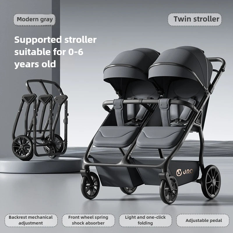 2025 New High-view Twin Baby Stroller Can Sit or Lie Down Baby Stroller Lightweight Foldable Double Baby Stroller