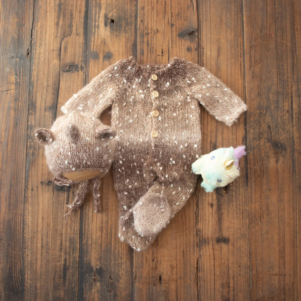 Elk Deer Baby Outfit Cashmere Soft Fabric Solid Colour Two-Piece