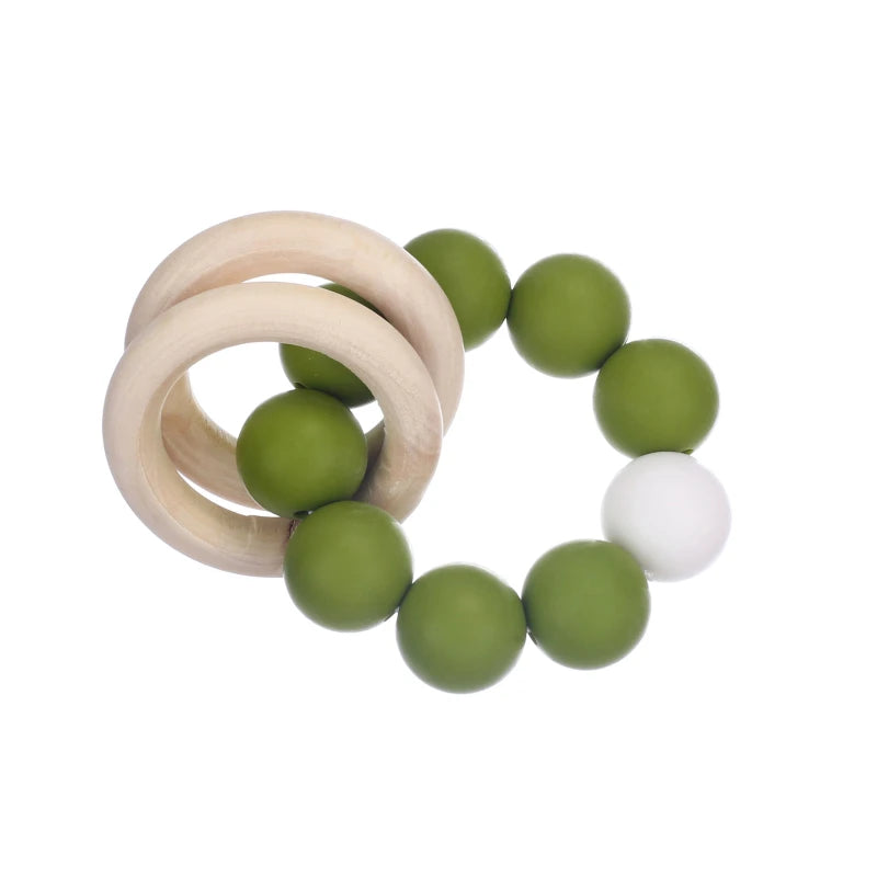 Wearable Teether Bracelet Wooden and Silicone Multicolour BPA Free