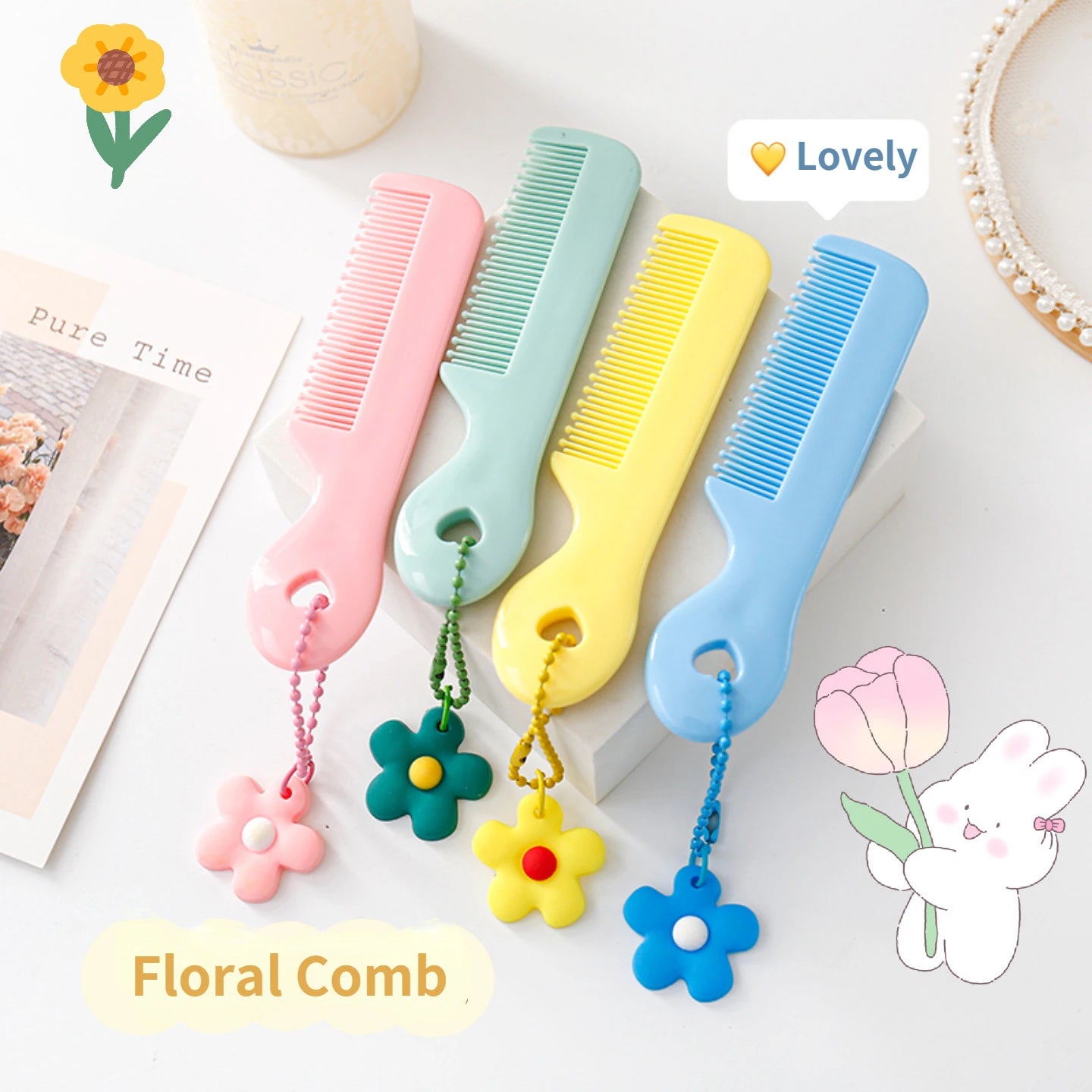 Protable Hair Brushes Cute Mini Comb for Baby Girl Boy Small Koran Cartoon Animal Floral Hair Comb Girl Kid Hair Accessories