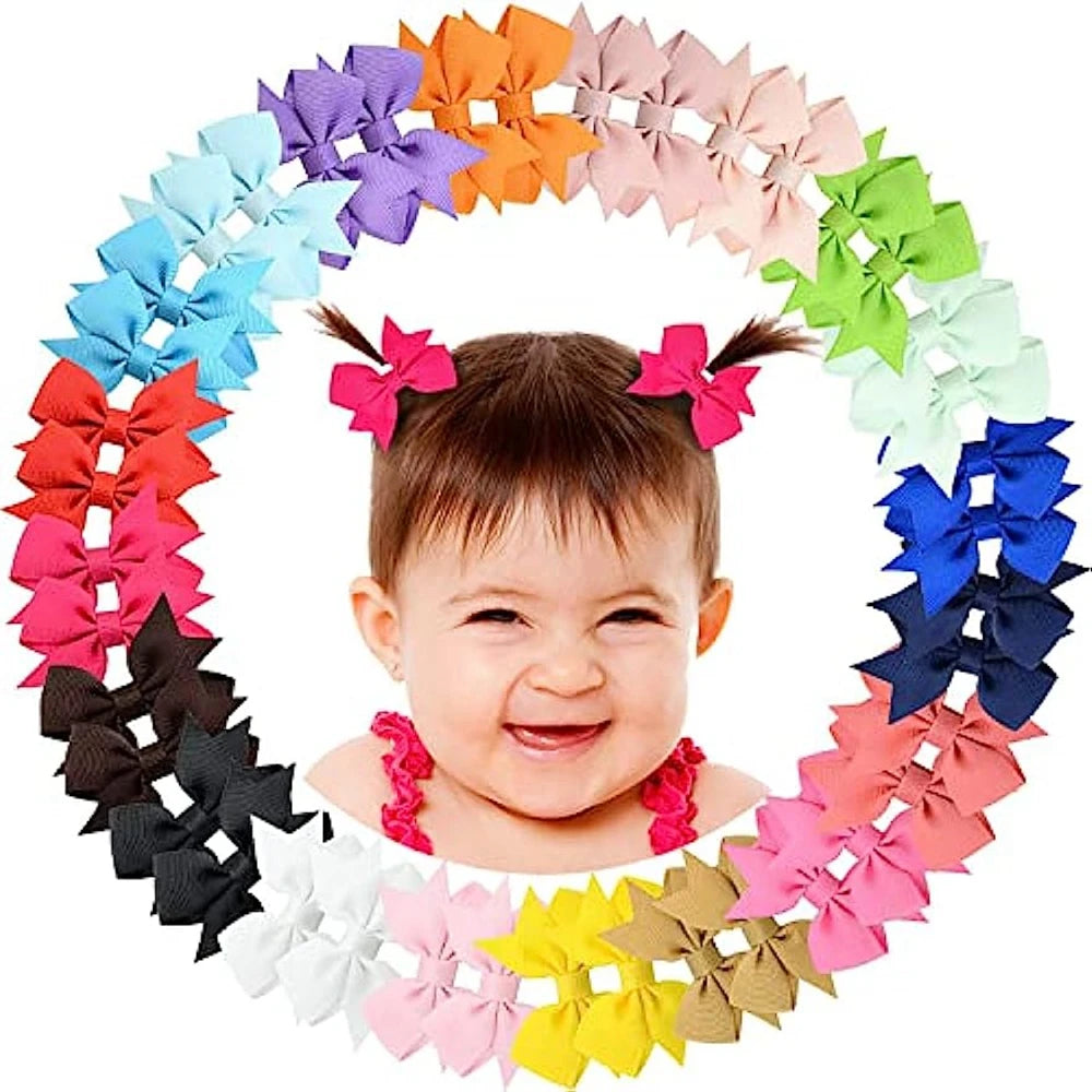 20PCS 2.2'' Baby Hair Clips Newborn Girls Fully Lined Tiny Hair Bows Alligator Clips for Infants Toddlers Photography Props