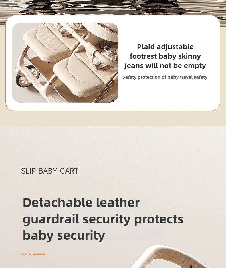 2025 New High-view Twin Baby Stroller Can Sit or Lie Down Baby Stroller Lightweight Foldable Double Baby Stroller