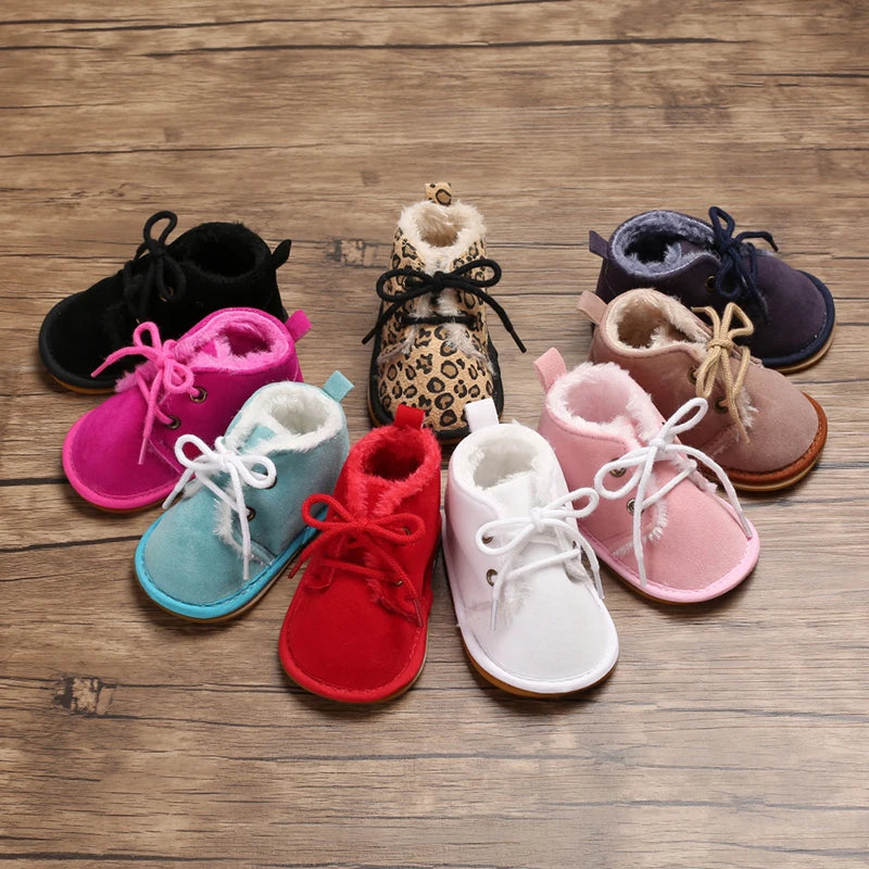 0-18M For Newbor Winter Baby Boots For Boys And Girls Walking Shoes With Lace Up Comfortable And Soft for Pre-School Children