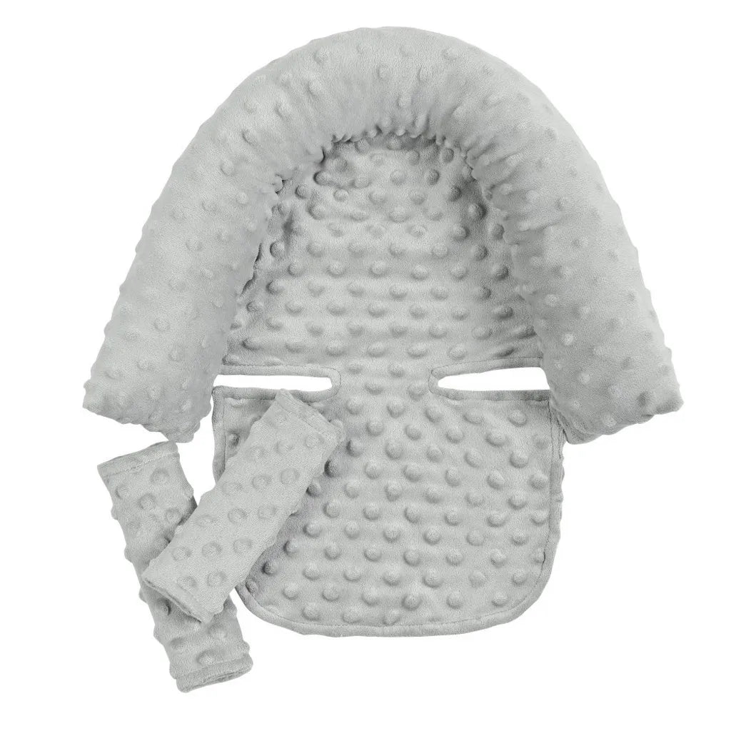 Baby Car Seat Head Support Pillow Must Haves Soft Dot Fleece 9 Colors Seat Belt Cover Baby Daily Travel Use Soft Protection Set