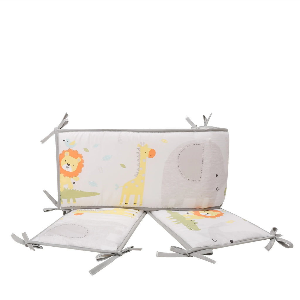 7Pcs jungle theme baby girl crib bedding set Baby Boy or Girl Unisex Cot Bedding Set (4Bumper Crib Sheet Comforter Crib Skirt)