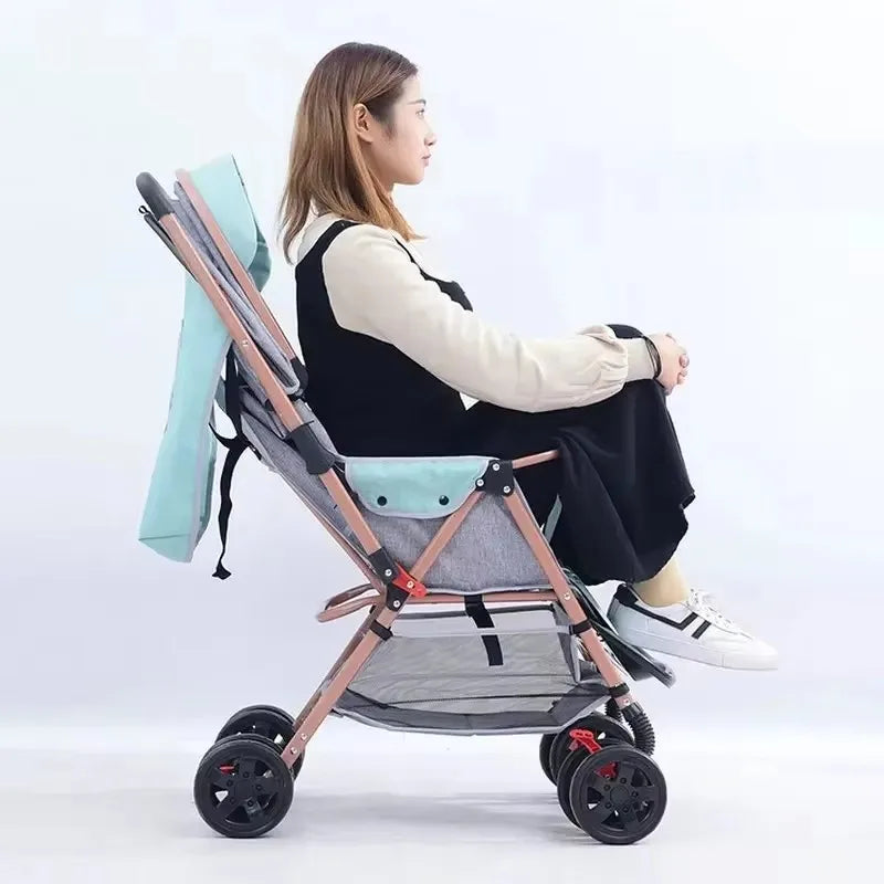 3 Baby Stroller With Rubber Wheel, Foldable Triplets Strollers