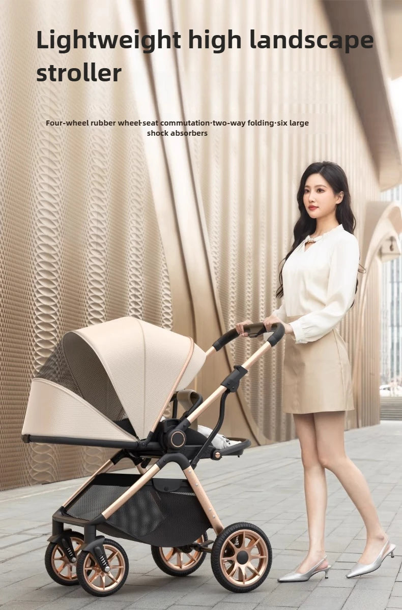 2025 New High-view Baby Stroller Can Sit or Lie Down Two-way Push, Lightweight, Foldable and Portable Baby Stroller