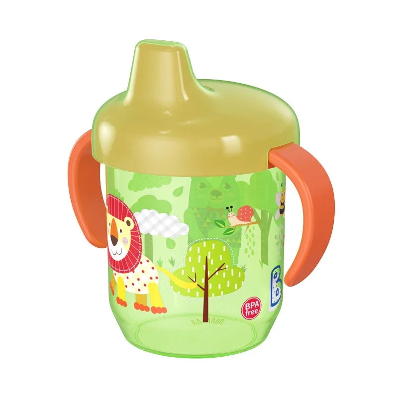 1PC Baby Anti-choking Straight Drinking Cup Special Learning Drinking Cup Duckbill Cup with Double Handle Flip Lid for Toddlers