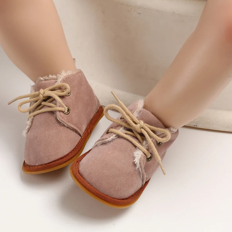 0-18M For Newbor Winter Baby Boots For Boys And Girls Walking Shoes With Lace Up Comfortable And Soft for Pre-School Children