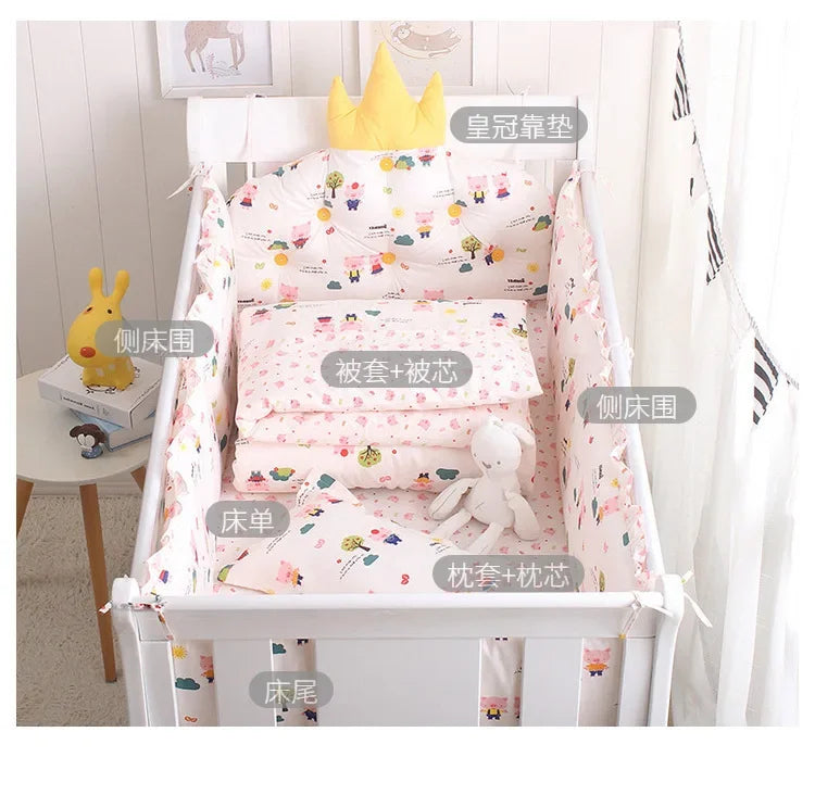 5pcs Nordic Crown Cushion Cot Bumpers Baby Bed Bedding Kit Baby Bedding Cotton Removable Washable Baby Crib Side Protector Set
