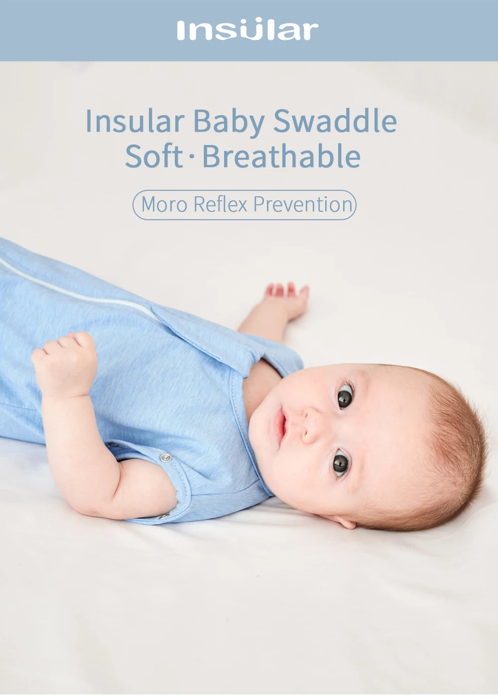Baby Swaddle Sleeping Bag with Raised Hand, Anti-shock Swaddle Blanket, Double Zipper Sleepsacks, Newborn Baby Cotton Sleepwear