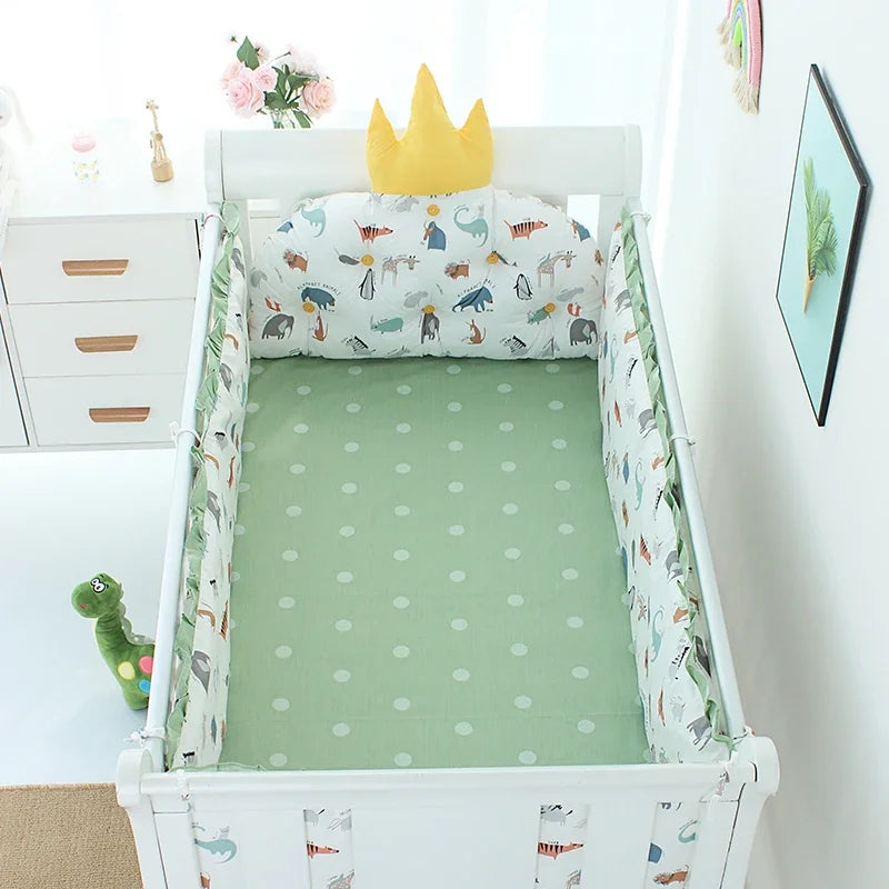 5pcs Nordic Crown Cushion Cot Bumpers Baby Bed Bedding Kit Baby Bedding Cotton Removable Washable Baby Crib Side Protector Set