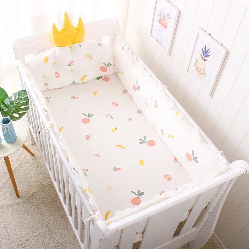 5pcs Nordic Crown Cushion Cot Bumpers Baby Bed Bedding Kit Baby Bedding Cotton Removable Washable Baby Crib Side Protector Set