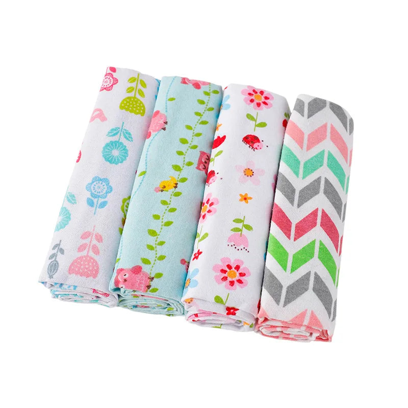 NEW color 4PCS/PACK 100% Cotton Supersoft Flannel Receiving Newborn Baby Blanket Swaddle Baby Bedsheet 76*76CM Baby Blankets