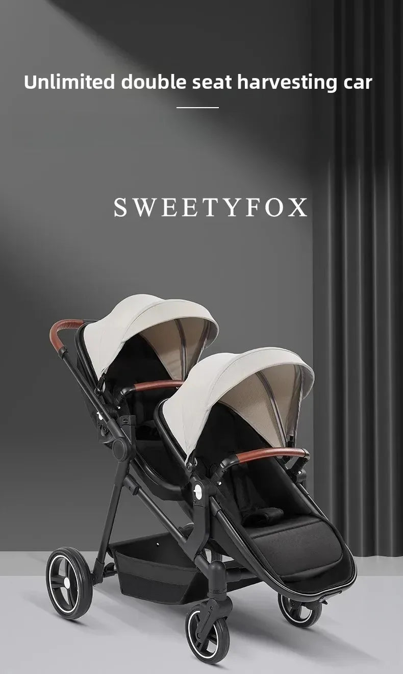 3in1 Twins baby stroller with car seat Lightweight small folded carry on baby carriage multifunctional baby strollers